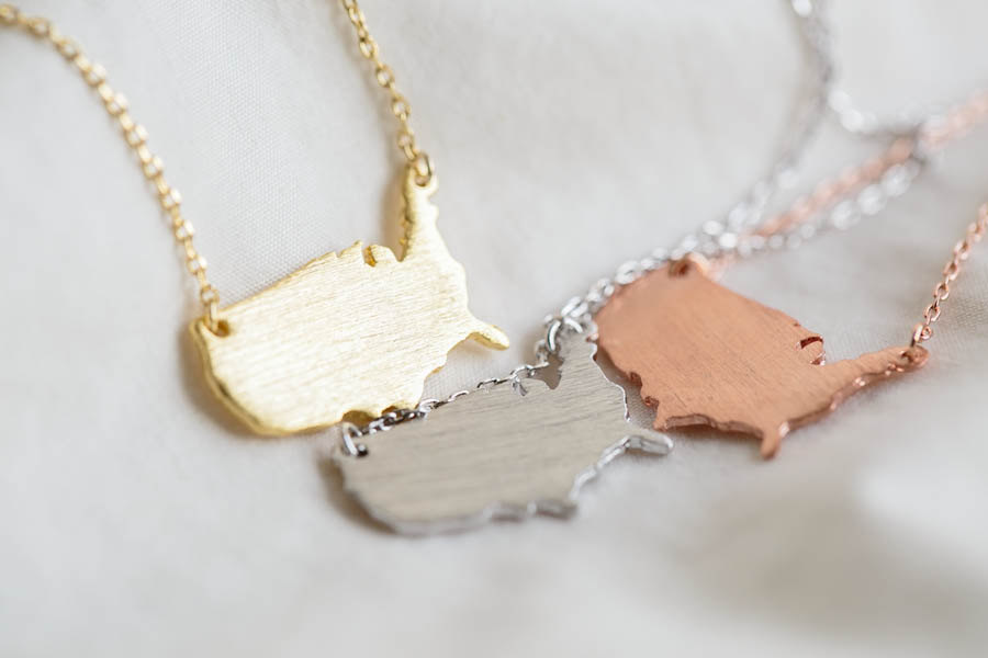 American Map Necklace,Jewelry,Necklace,Charm,map Jewely,United States