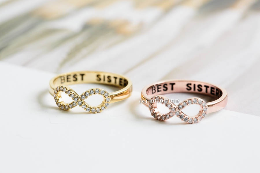 Rose Gold Best Sisters Ring,Ring,bridesmaid Gift,infinite,infinity Ring
