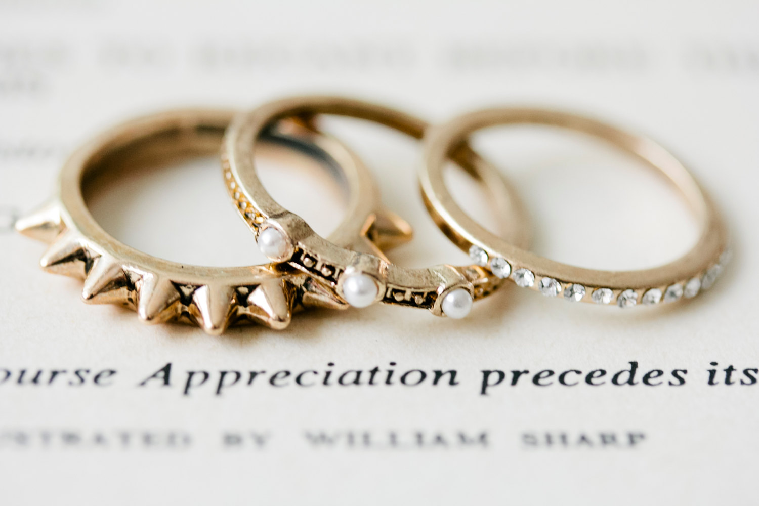 Horn And Pearl Vintage Ring Set/vintage Ring/stackable Ring/ Unique